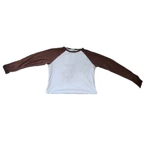 Faded rose Essentials long sleeve brown and white shirt